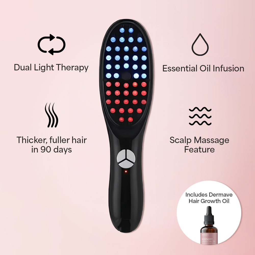 Modern handheld beauty device with indicator lights and a 30-day guarantee badge.