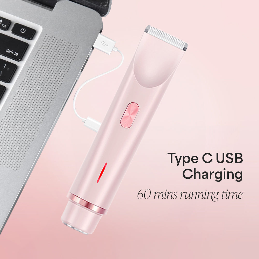 Modern handheld beauty device with indicator lights and a 30-day guarantee badge.