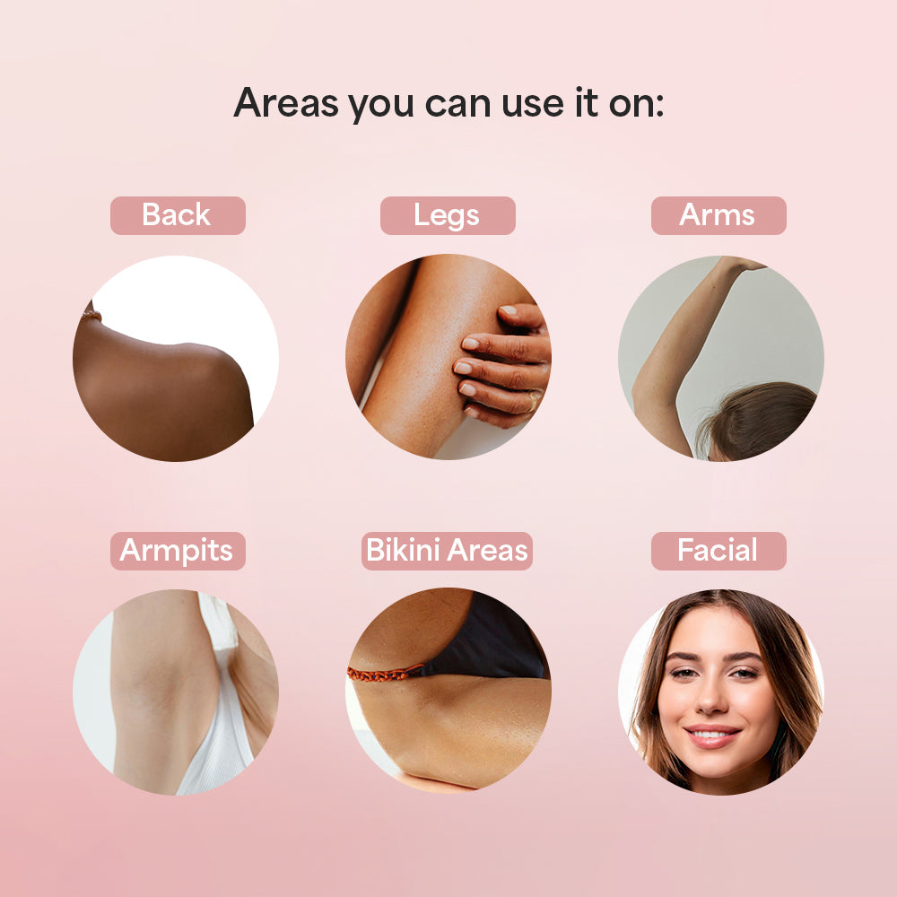 Modern handheld beauty device with indicator lights and a 30-day guarantee badge.