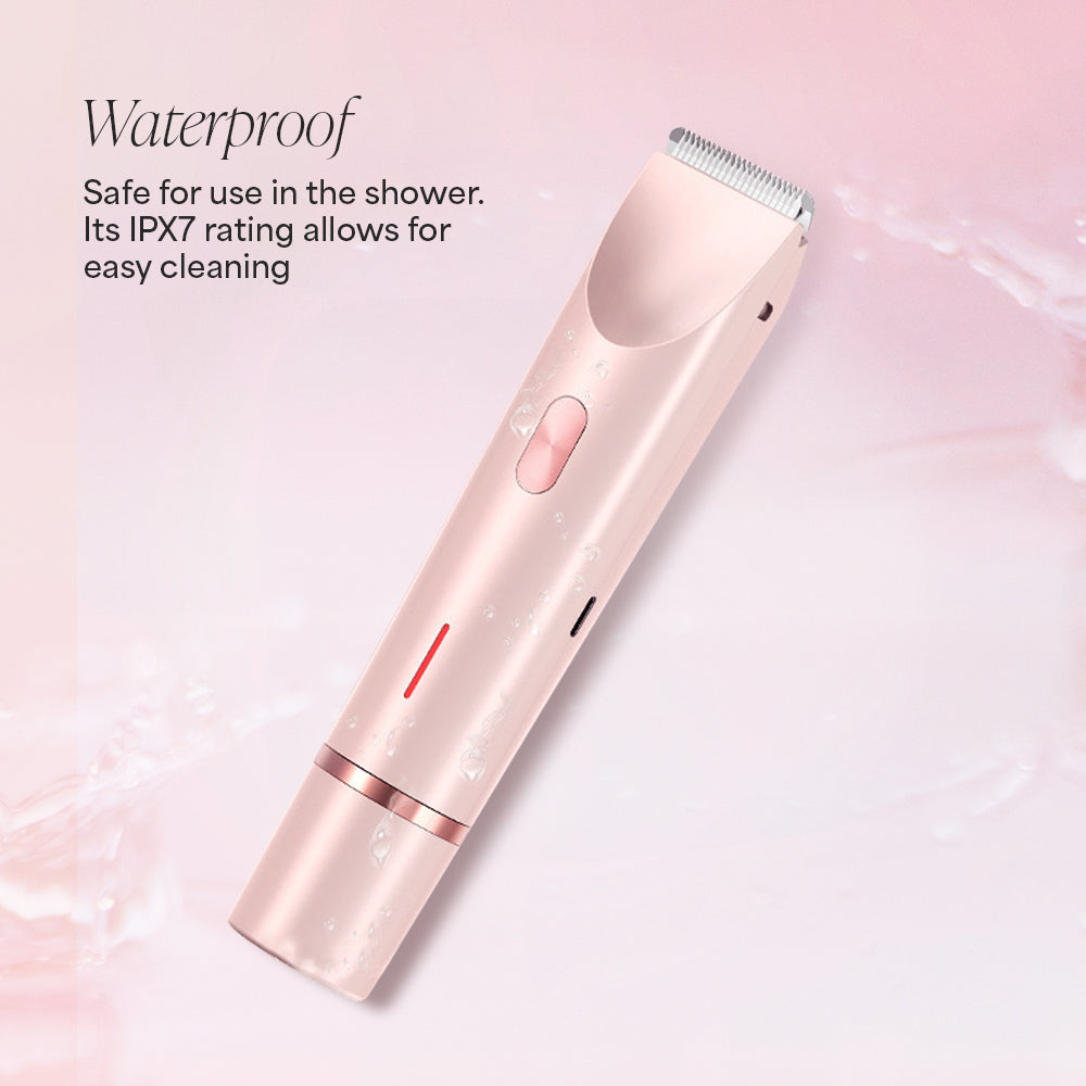 Modern handheld beauty device with indicator lights and a 30-day guarantee badge.