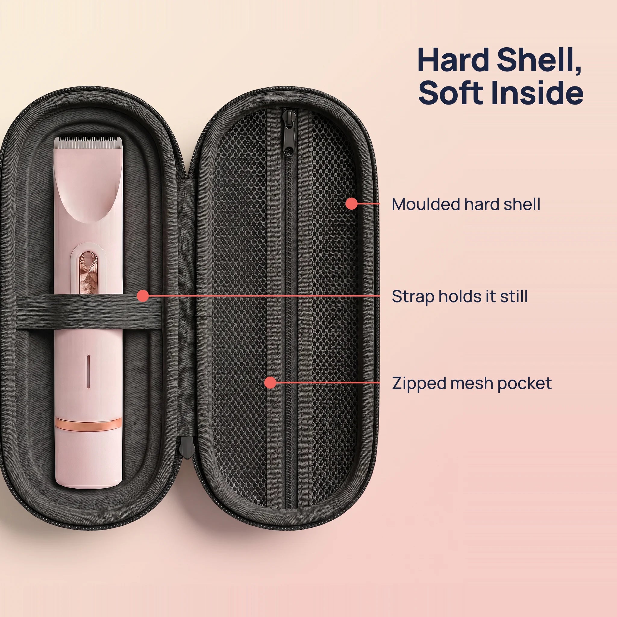 Modern handheld beauty device with indicator lights and a 30-day guarantee badge.